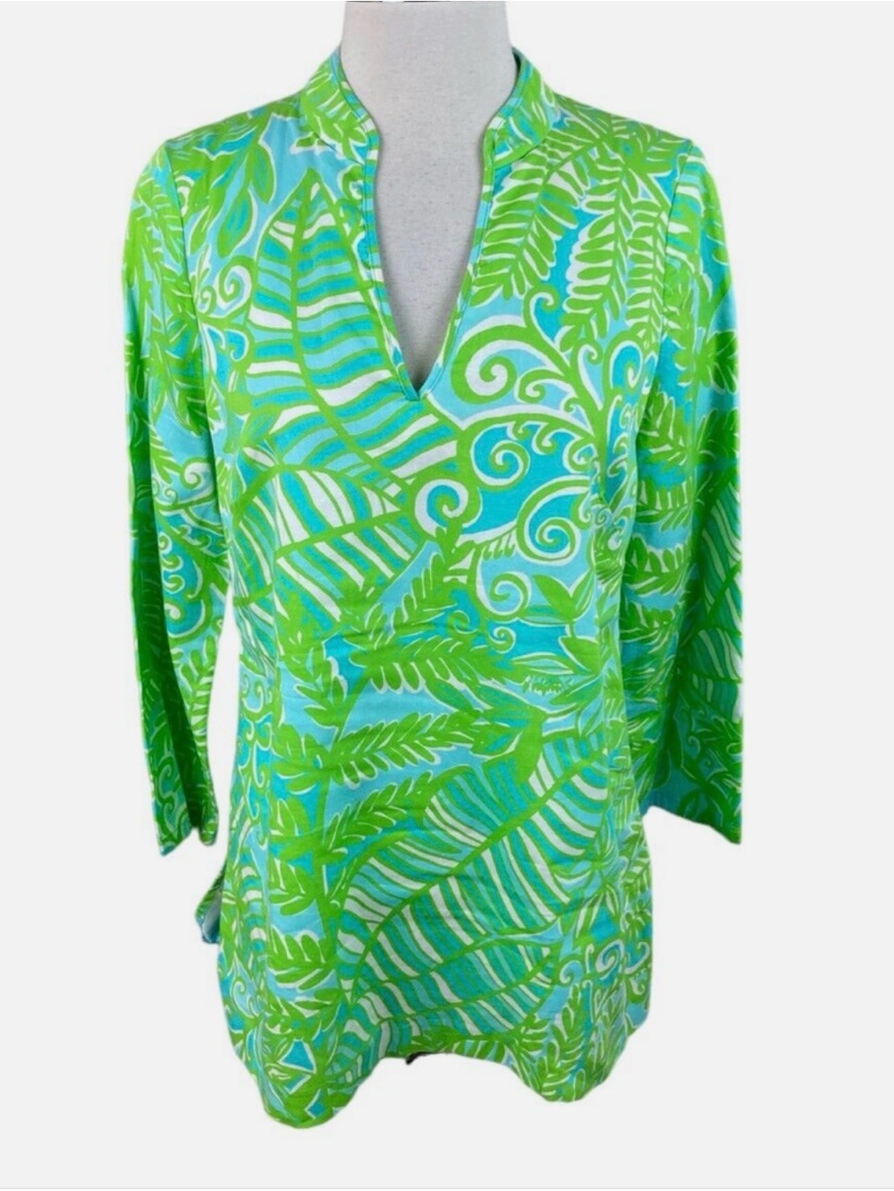 Lilly Pulitzer Green and Turquoise Leaf-Print Ciara Tropical Tunic